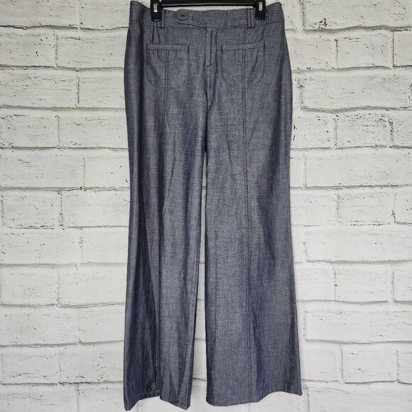 Elevenses Womens Gray Cotton Textured Wide Leg Pants Size 6 - Picture 1 of 12